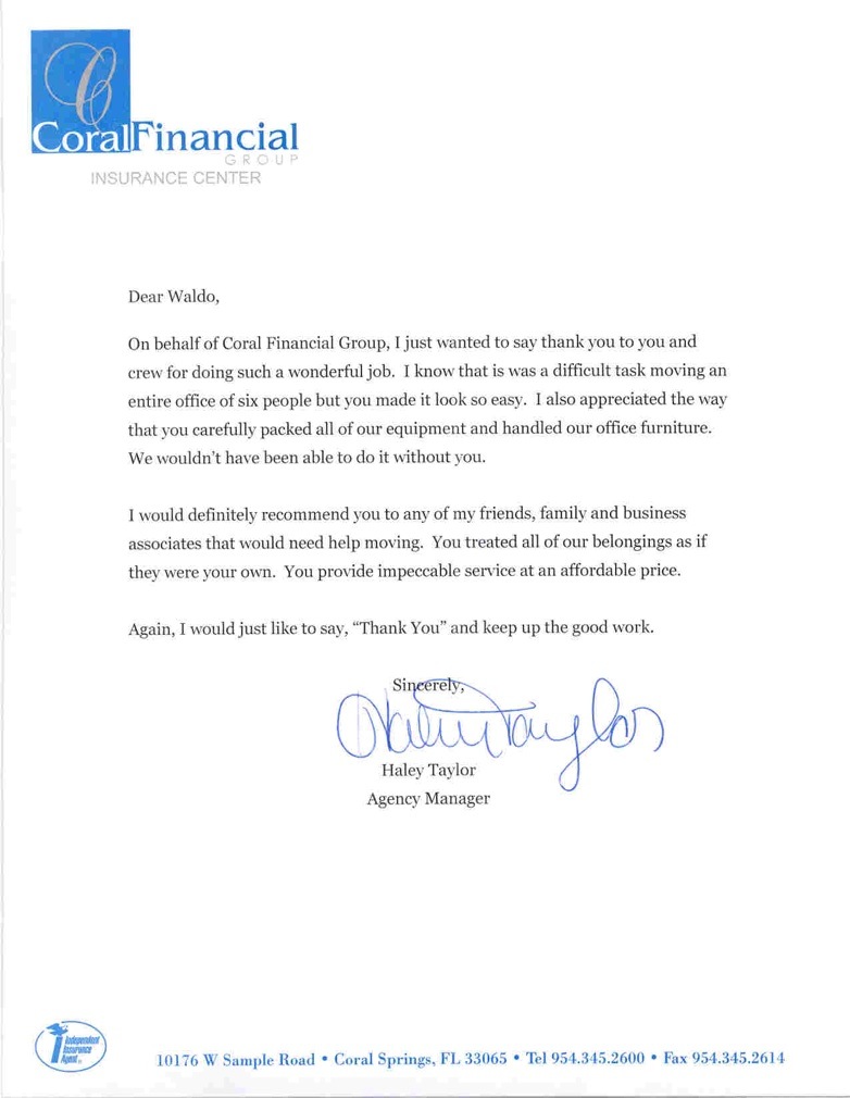 Moving Company referral letter 20